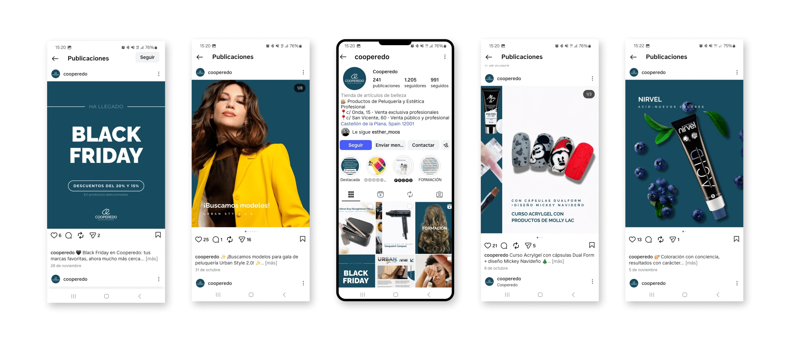 Galería de publicaciones de redes sociales del proyecto Cooperedo